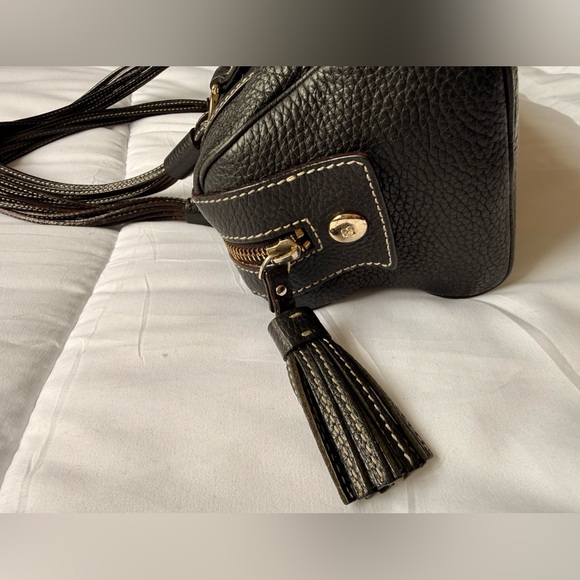 Kate Spade Barrel Bag Multiple Gathered Straps Black Pebbled Leather Early Y2K - Picture 4 of 10